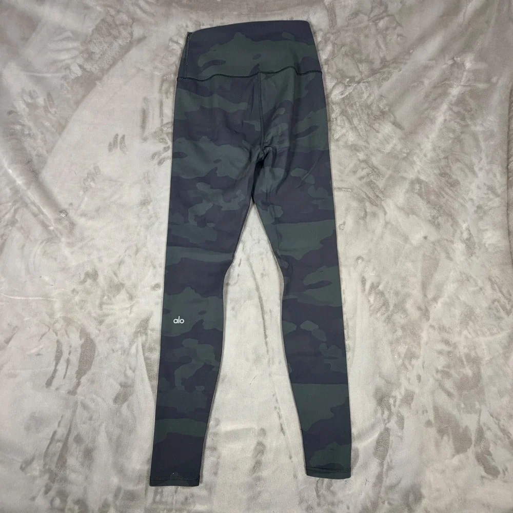 Alo Yoga Vapor High Waist Camo Leggings Dark Green Black Camouflage Small